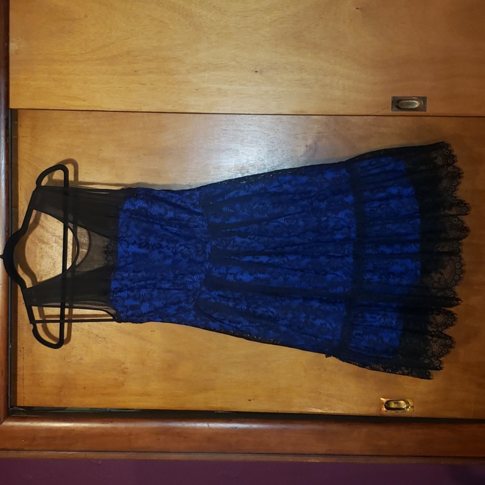 Moulinette Sowers Silk Blur and Black Lace Tulle Dress NWOT